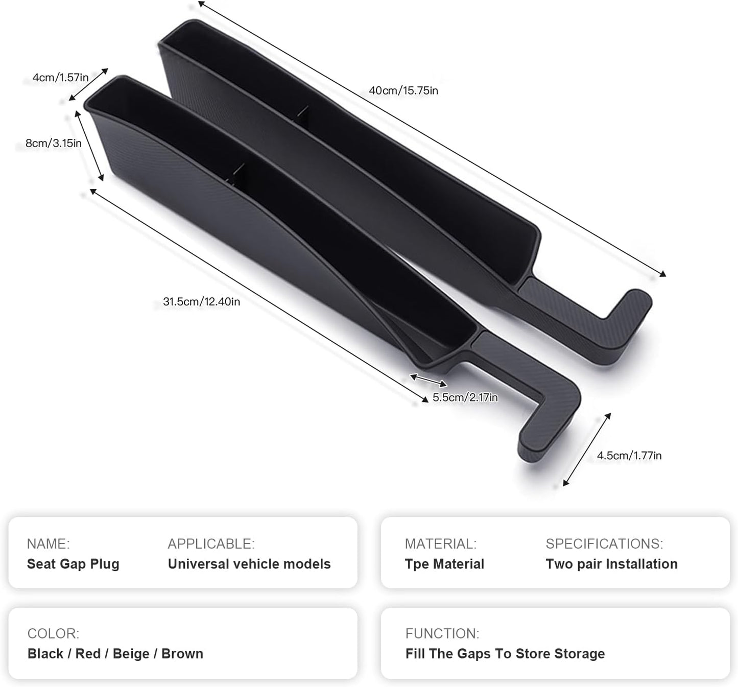 Revolutionize Your Ride with 2PCS Adjustable Car Seat Gap Filler Organizer - Ultimate Storage Solution with USB & Phone Holder in Sleek Black