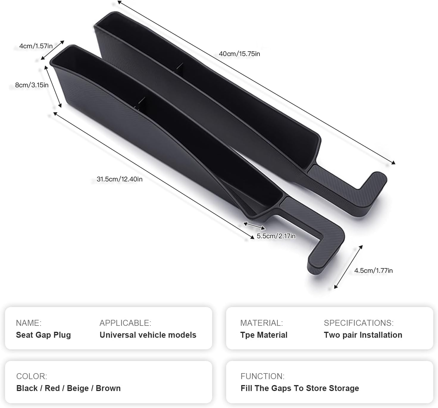 Revolutionize Your Ride with 2PCS Adjustable Car Seat Gap Filler Organizer - Ultimate Storage Solution with USB & Phone Holder in Sleek Black