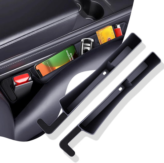 Revolutionize Your Ride with 2PCS Adjustable Car Seat Gap Filler Organizer - Ultimate Storage Solution with USB & Phone Holder in Sleek Black