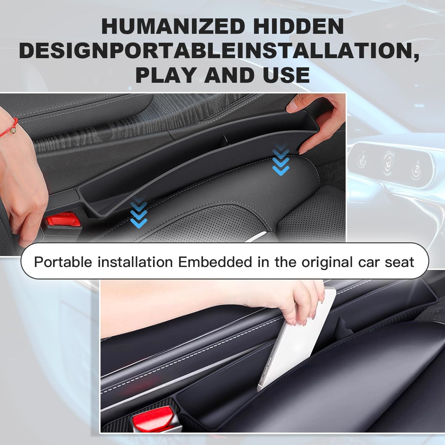 Revolutionize Your Ride with 2PCS Adjustable Car Seat Gap Filler Organizer - Ultimate Storage Solution with USB & Phone Holder in Sleek Black
