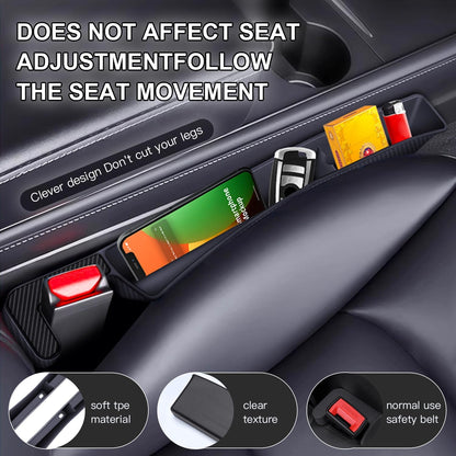 Revolutionize Your Ride with 2PCS Adjustable Car Seat Gap Filler Organizer - Ultimate Storage Solution with USB & Phone Holder in Sleek Black